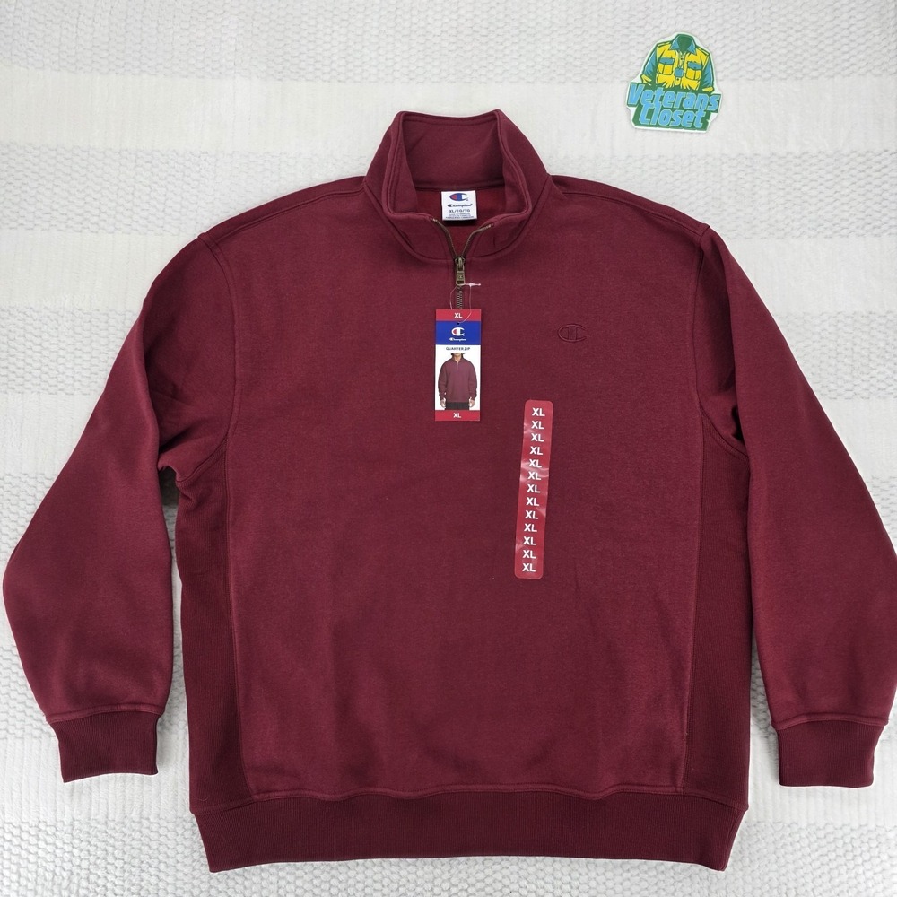 Champion Quarter Zip Pullover Red XL X-Large NWT Sweatshirt Mens
